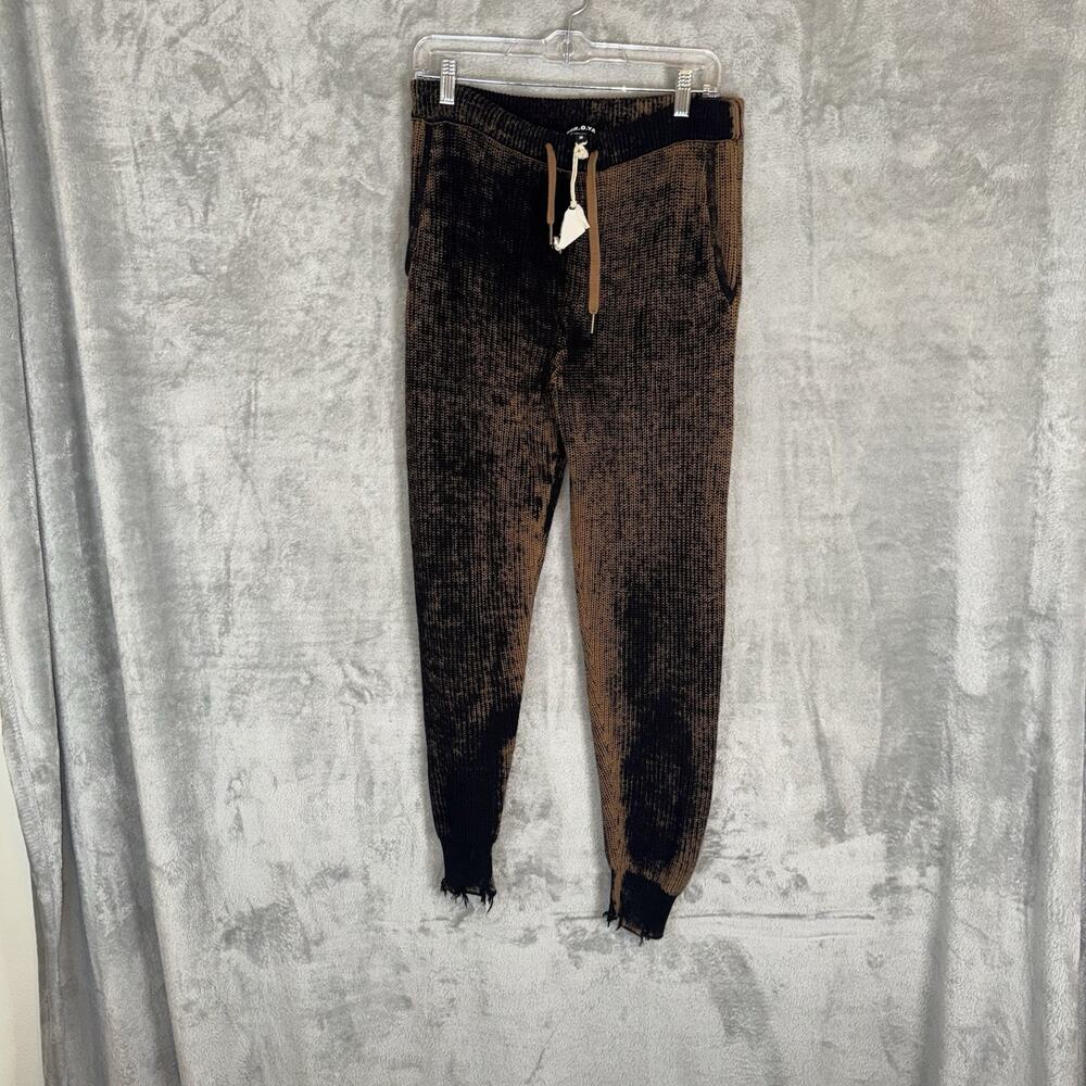 SER.O.YA Jason Sweater Knit Jogger Cognac Dye Effect Brown Size M Grunge NWT